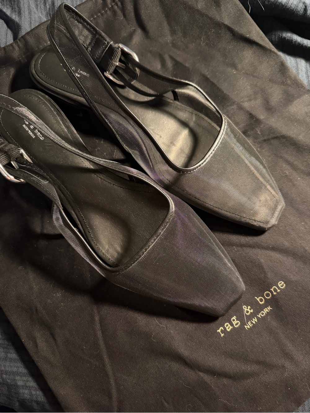 rag & bone Black Pointed Slingback Heels